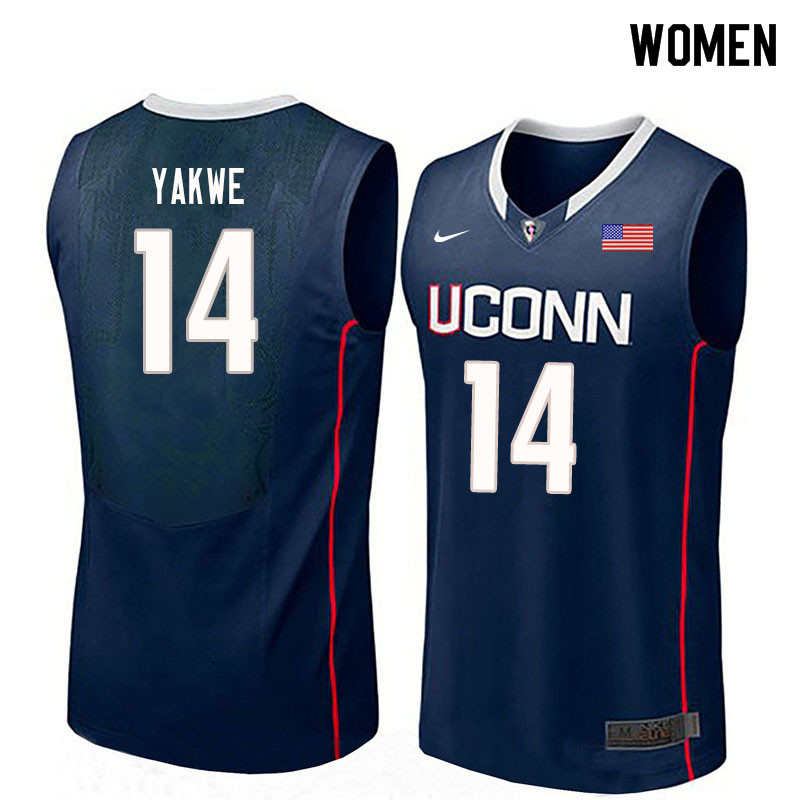 Women #14 Kassoum Yakwe Uconn Huskies College Basketball Jerseys Sale-Navy